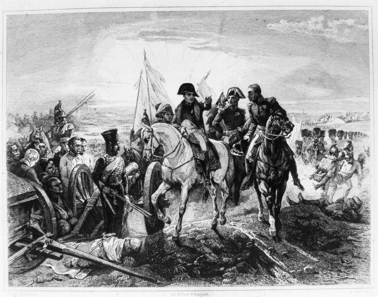 Battaille de Jena. Le 14 octobre 1806, scena di battaglia (stampa) di Dembour Adrien, Gangel, Forgues (sec. XIX)