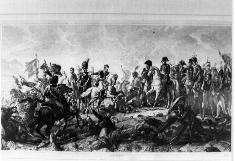 Battaglia di Austerlitz, scena di battaglia (stampa) di Bougeard (sec. XIX)