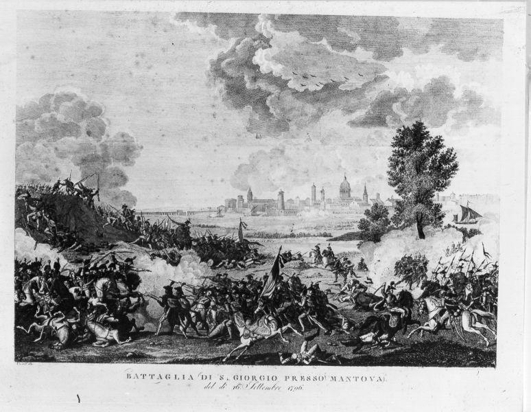 Battaglia di San Giorgio presso Mantova, scena di battaglia (stampa) di Vernet Carle, Verico Antonio (prima metà sec. XIX)
