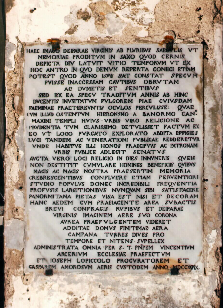 lapide - documentaria - ambito siciliano (sec. XVIII)