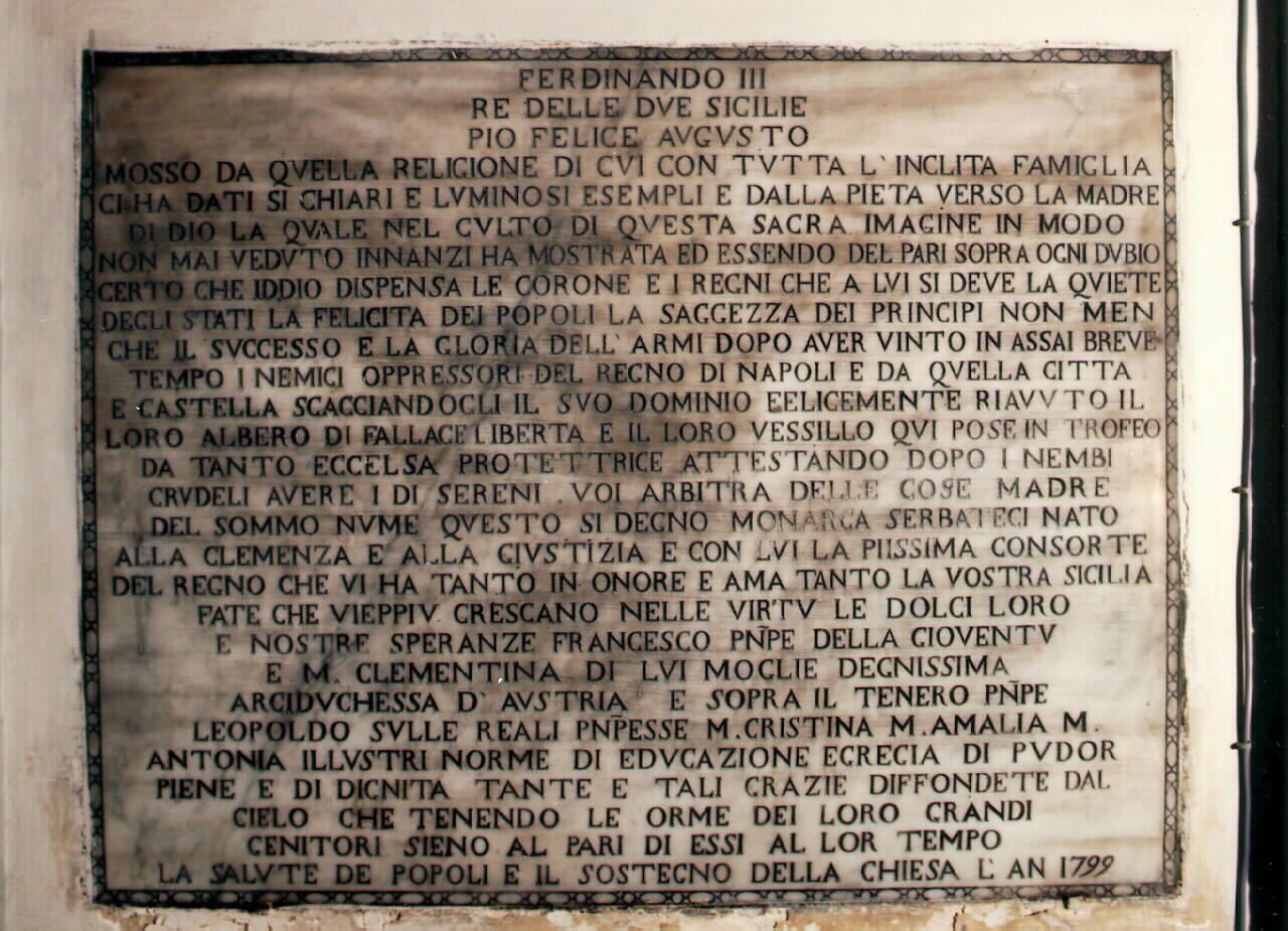 lapide - documentaria - ambito siciliano (sec. XVIII)