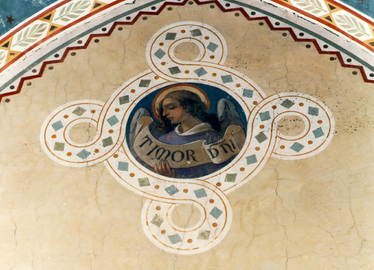 angelo reggicartiglio (dipinto murale) - ambito siciliano (sec. XX)