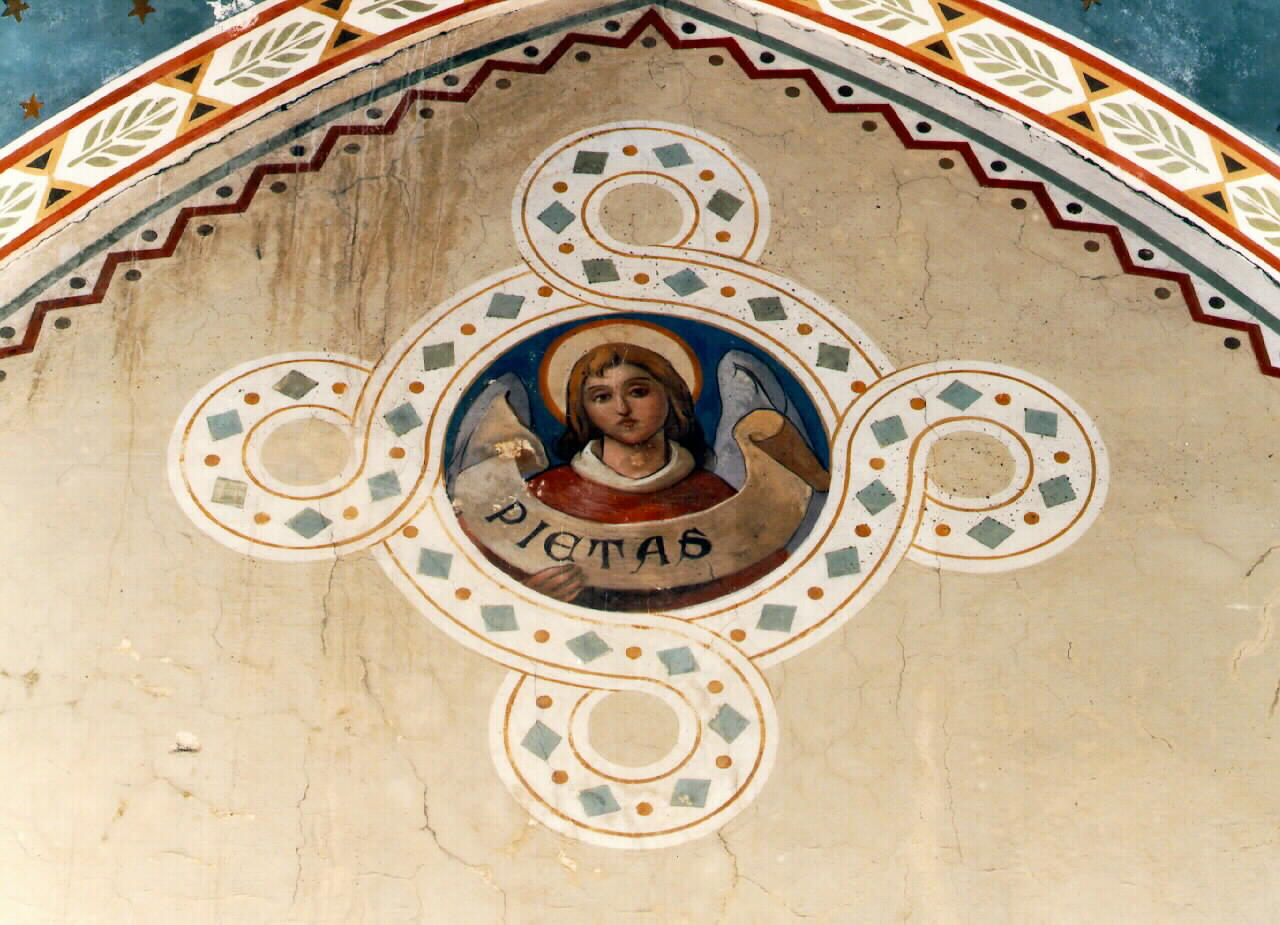 angelo reggicartiglio (dipinto murale) - ambito siciliano (sec. XX)