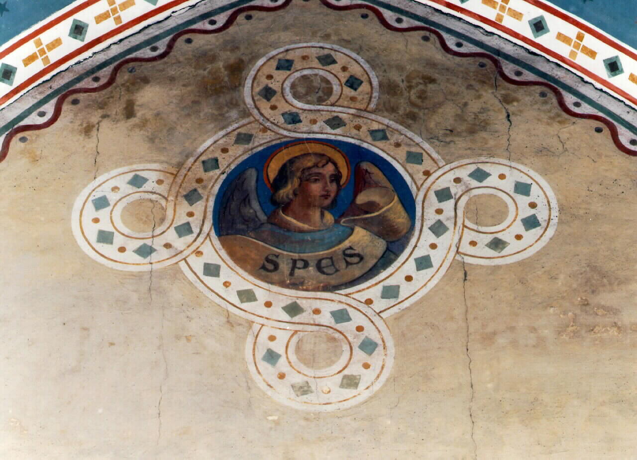 angelo reggicartiglio (dipinto murale) - ambito siciliano (sec. XX)