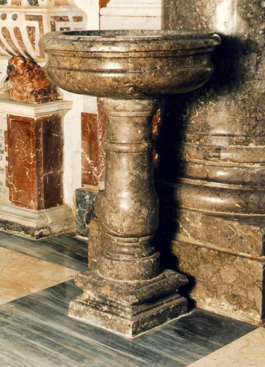 acquasantiera - a fusto, serie - ambito siciliano (Prima metà sec. XVIII)