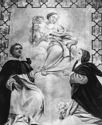 Madonna del Rosario con San Domenico e Santa Caterina da Siena (dipinto) di Viner Giuseppe (sec. XIX)