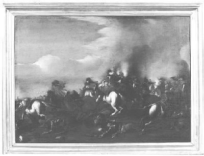 SCENA DI BATTAGLIA (dipinto) di Douw Simon J (cerchia) (sec. XVII)