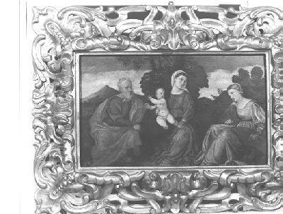 SACRA FAMIGLIA CON SANTA CATERINA D'ALESSANDRIA (dipinto) di Bonifacio de Pitati detto Bonifacio Veronese (maniera) (sec. XVI)