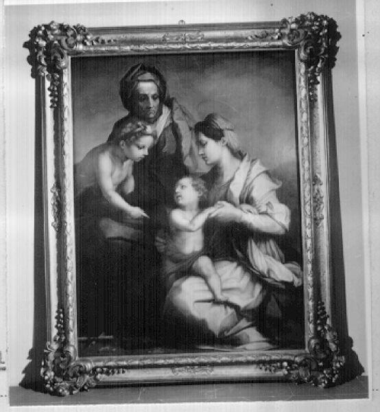 Madonna con Bambino, Sant'Anna e San Giovannino (dipinto) di Vasari Giorgio (attribuito) (metà sec. XVI)