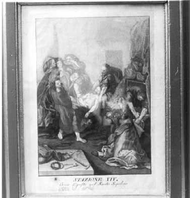 stazione XIV: Gesù deposto nel sepolcro (Via Crucis) - ambito italiano (prima metà sec. XVIII)