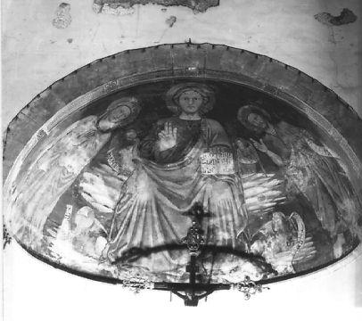 Cristo pantocratore con tetramorfo tra Madonna e San Giovanni Battista (dipinto) di Vanni Turino (cerchia) (inizio sec. XV)