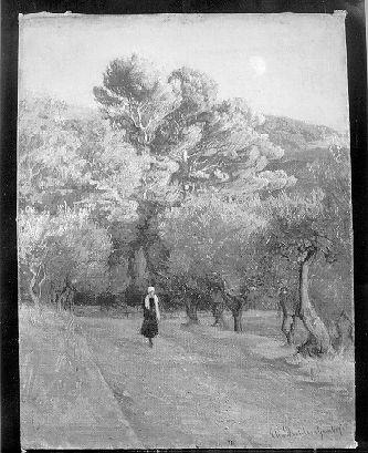 PAESAGGIO ANIMATO (dipinto) di Danielson Gambogi Elin Kleopatra (primo quarto sec. XX)