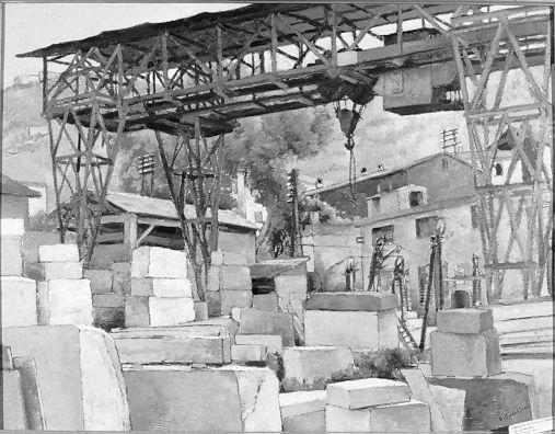 Deposito di marmi (dipinto) di Cucchiari Domenico (prima metà sec. XX)