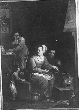 Interno domestico (dipinto) - ambito italiano (metà sec. XIX)