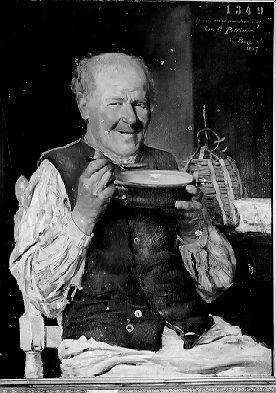 Ritratto di vecchio che mangia (dipinto) di Boni Napoleone (sec. XIX)