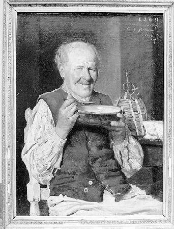 Ritratto di vecchio che mangia (dipinto) di Boni Napoleone (sec. XIX)