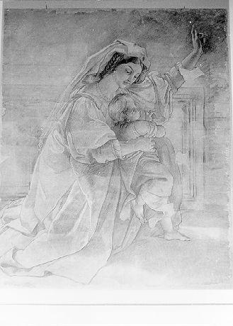 Madonna con Bambino (disegno) di Podesti Francesco (sec. XIX)