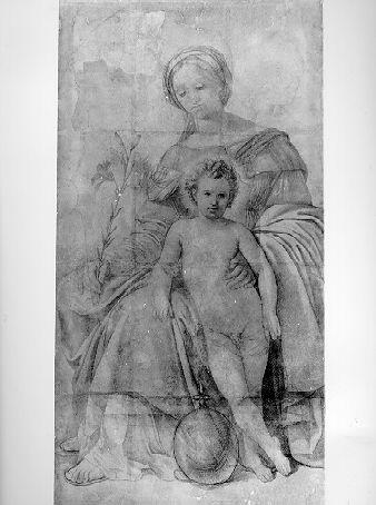 La Madonna seduta col figlio (disegno) di Bezzuoli Giuseppe - G. Bezzuoli (sec. XIX)