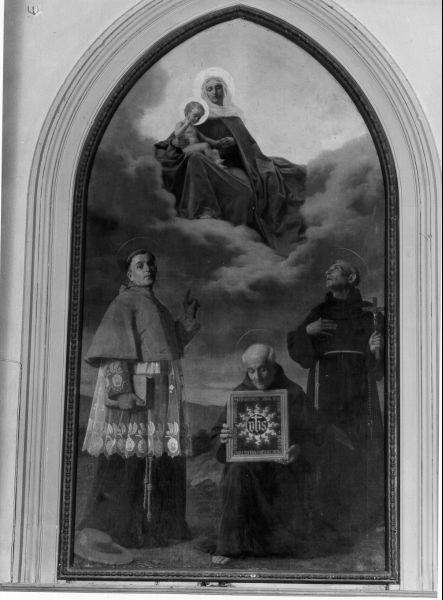 MADONNA CON BAMBINO E SANTI (dipinto) di Saltini Pietro (sec. XX)