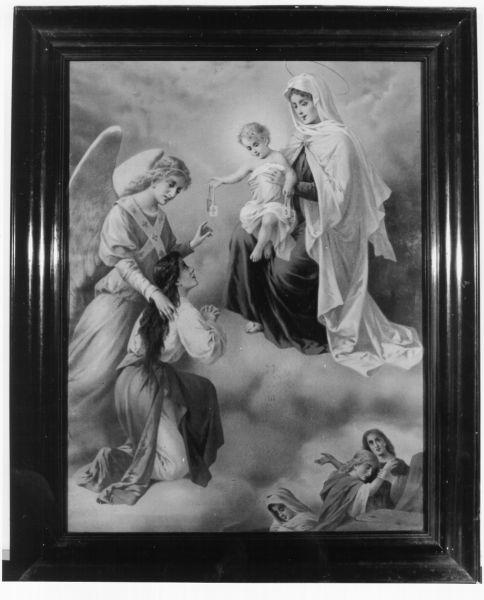 Madonna con Bambino e Santa (stampa) - ambito italiano (prima metà sec. XX)