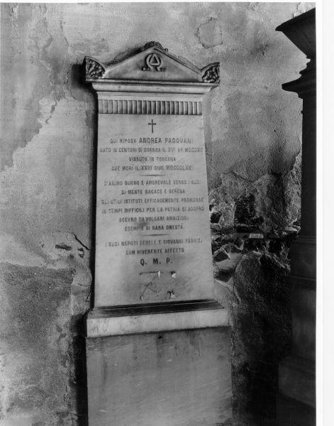 lapide tombale - bottega toscana (seconda metà sec. XIX)