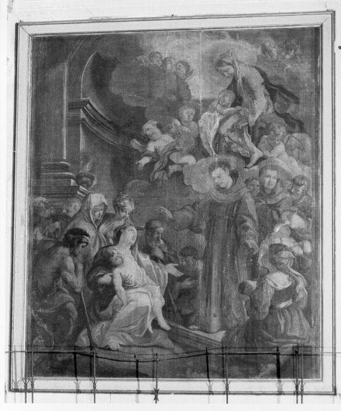 San Antonio da Padova fa parlare un bambino per scagionare la madre (dipinto, ciclo) di Carlini Alberico Clemente (sec. XVIII)