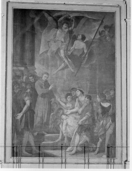 San Antonio guarisce un piede a un giovane piede (dipinto, ciclo) di Carlini Alberico Clemente (sec. XVIII)