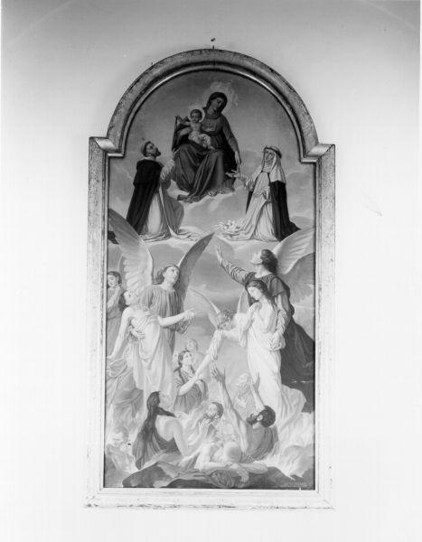 MADONNA DEL ROSARIO CON SAN DOMENICO SANTA CATERINA DA SIENA E SANTI DOMENICANI (dipinto) di Pezzati Pietro (sec. XIX)