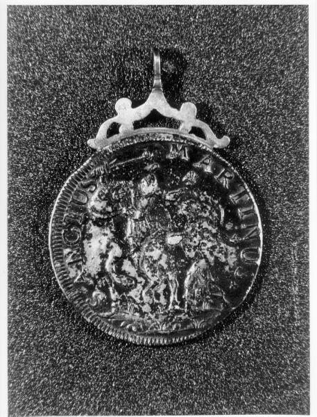 San Martino a cavallo che dona il mantello ad un povero (medaglia, opera isolata) - ambito italiano (sec. XVIII)