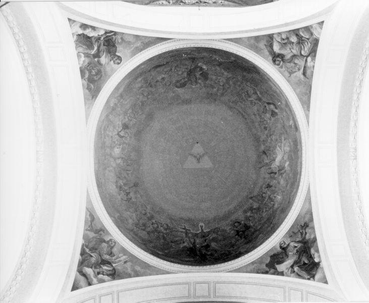 volta celeste con Spirito santo e simboli degli evangelisti (dipinto, complesso decorativo) di Ugolini Ruggero, Ugolini Ugolino (sec. XX)