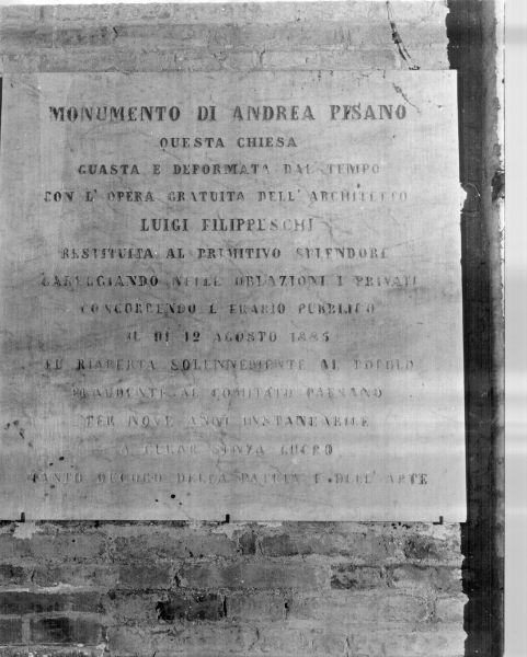 lapide commemorativa, opera isolata - ambito pisano (sec. XIX)