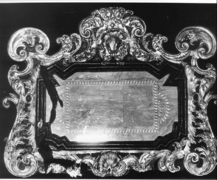 cartagloria, elemento d'insieme - bottega italiana (fine/inizio secc. XVII/ XVIII)