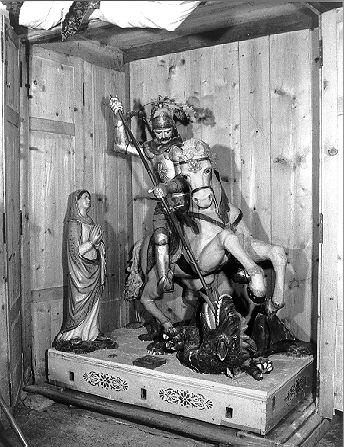 SAN GIORGIO E IL DRAGO (gruppo scultoreo) - bottega toscana (inizio sec. XX)