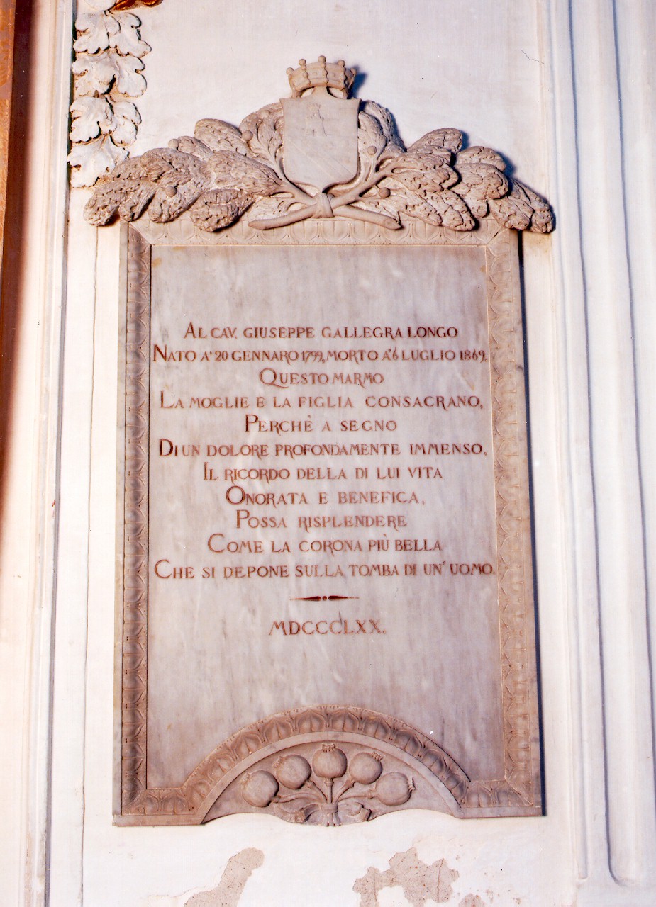 lapide commemorativa - ambito siciliano (sec. XIX)
