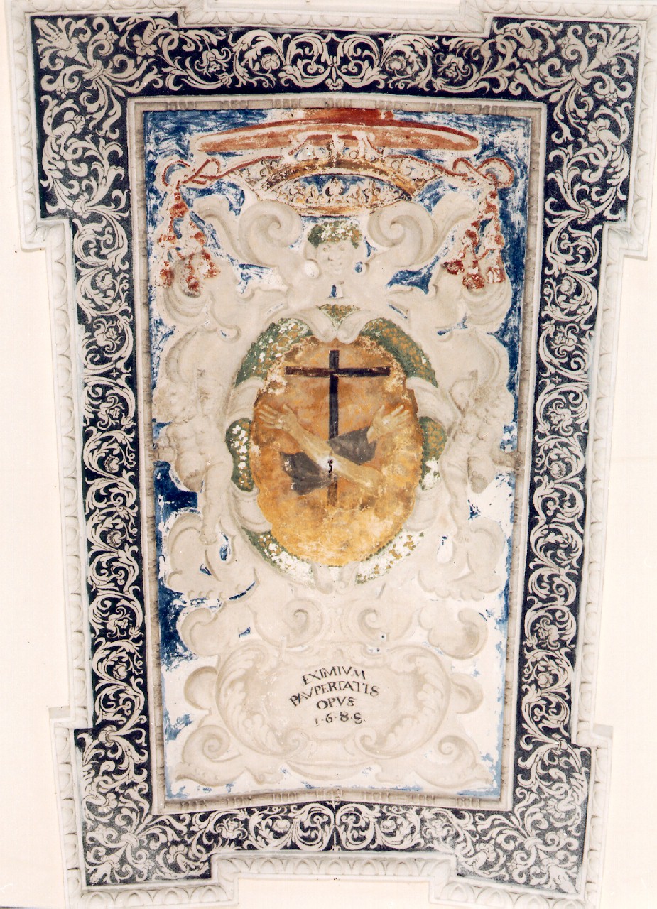 emblema dell'ordine francescano (dipinto murale) - ambito siciliano (sec. XVII)