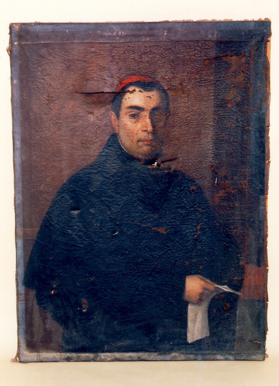 ritratto di sacerdote (dipinto) - ambito siciliano (ultimo quarto sec. XIX)