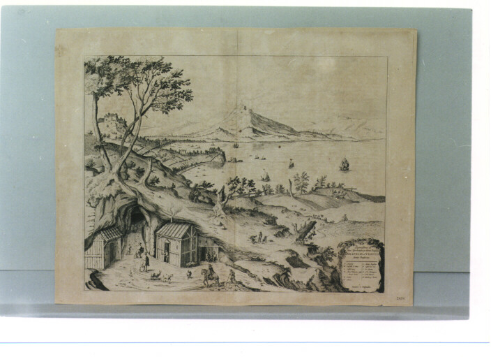 veduta di Napoli col Vesuvio da Posillipo (stampa) di Hoefnagel Georg (secc. XVI/ XVII)
