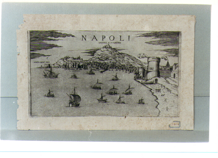 veduta a volo d'uccello di Napoli (stampa) - ambito napoletano (sec. XVI)
