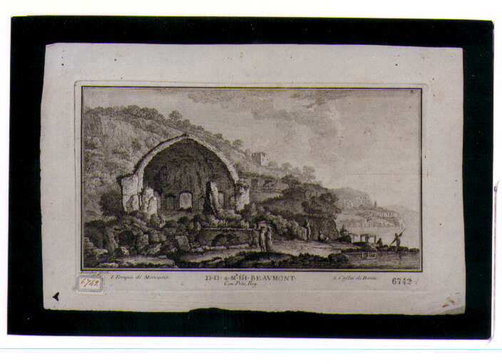 veduta del tempio di Mercurio a Baja (stampa) di Cardon Antoine (secc. XVIII/ XIX)