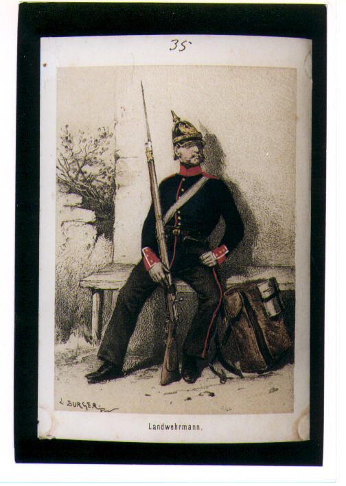 militare dell'esercito prussiano (stampa a colori) - ambito tedesco (ultimo quarto sec. XIX)