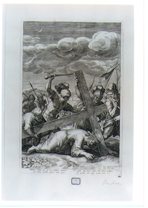 Cristo cade sotto la croce (stampa) di Sadeler Jan il Vecchio, Schwarz Christoph (sec. XVI)