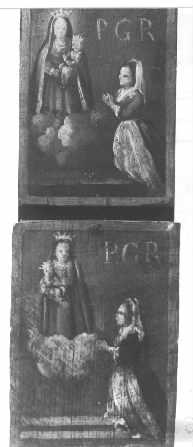 Madonna con Bambino e devoti (stampa) di Mellan Claude (sec. XVII)