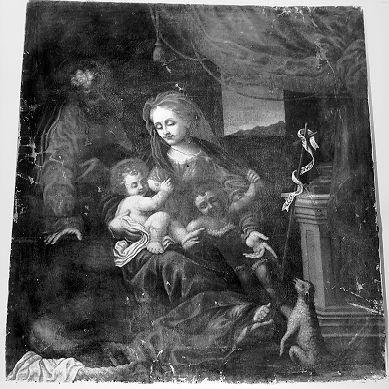 Sacra Famiglia con San Giovanni Battista bambino (dipinto) - ambito emiliano (sec. XVIII)