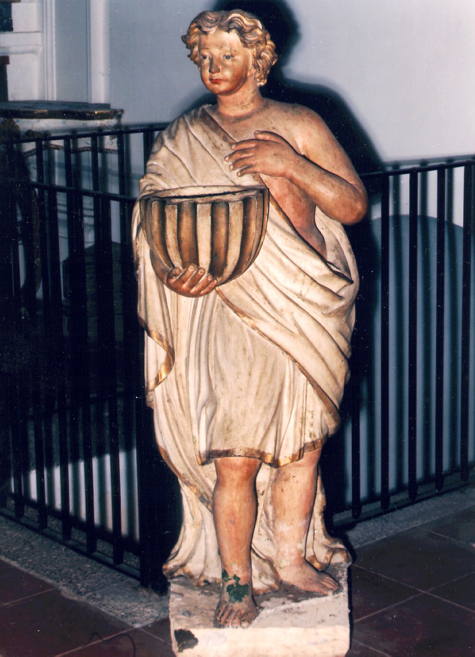 acquasantiera - a fusto figurato, serie - ambito siciliano (Prima metà sec. XIX)