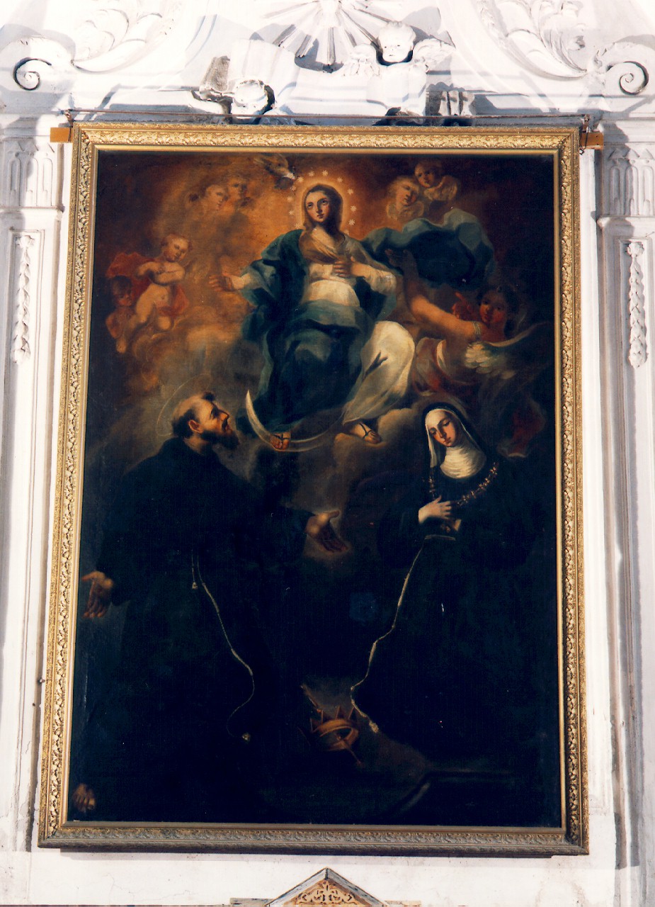 Madonna Immacolata con San Francesco d'Assisi e Santa Chiara (dipinto) - ambito siciliano (Seconda metà sec. XIX)