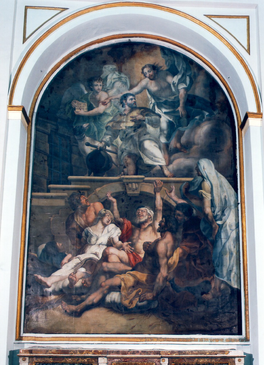 San Rocco guarisce gli appestati (dipinto) - ambito siciliano (Fine/inizio secc. XVIII/ XIX)