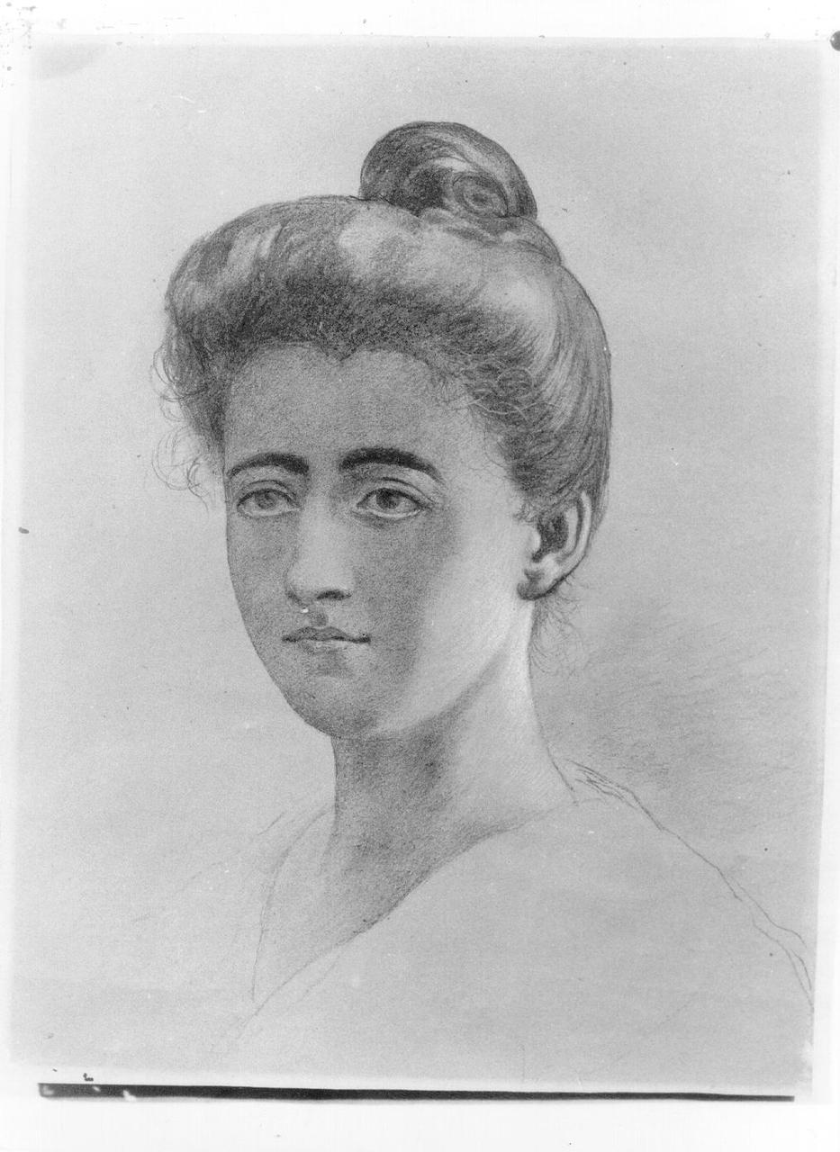 ritratto di giovane donna (disegno) di Cristiani Giuseppina (primo quarto sec. XX)