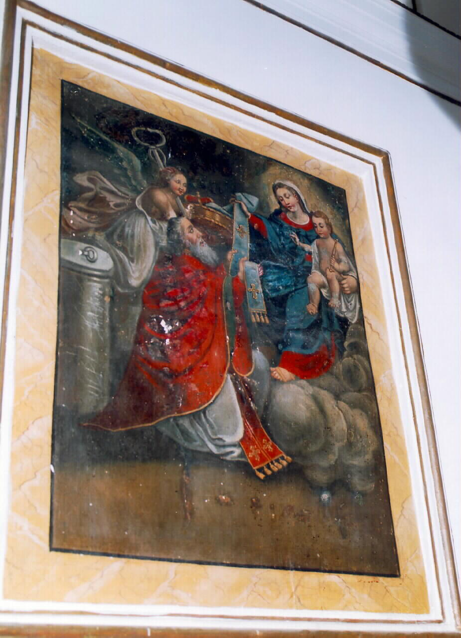 Madonna restituisce a San Nicola le insegne episcopali (dipinto murale) - ambito siciliano (Seconda metà sec. XIX)