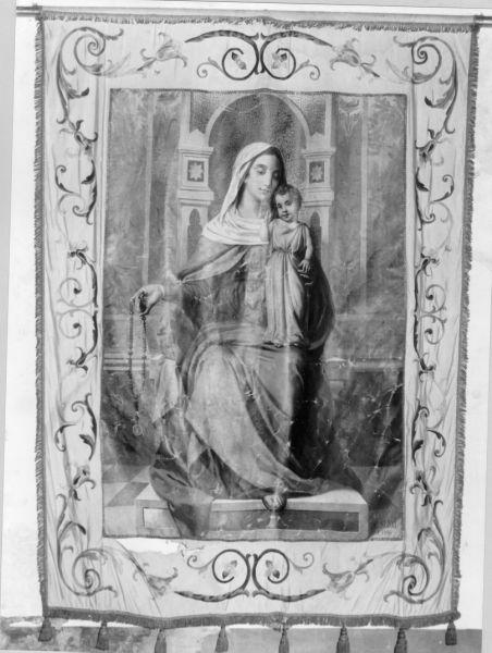 MADONNA IN TRONO (stendardo processionale) di De Servi Luigi - manifattura italiana (fine sec. XIX)