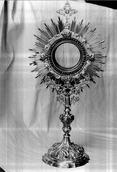 ostensorio - a raggiera - bottega ligure (fine/inizio secc. XVIII/ XIX)